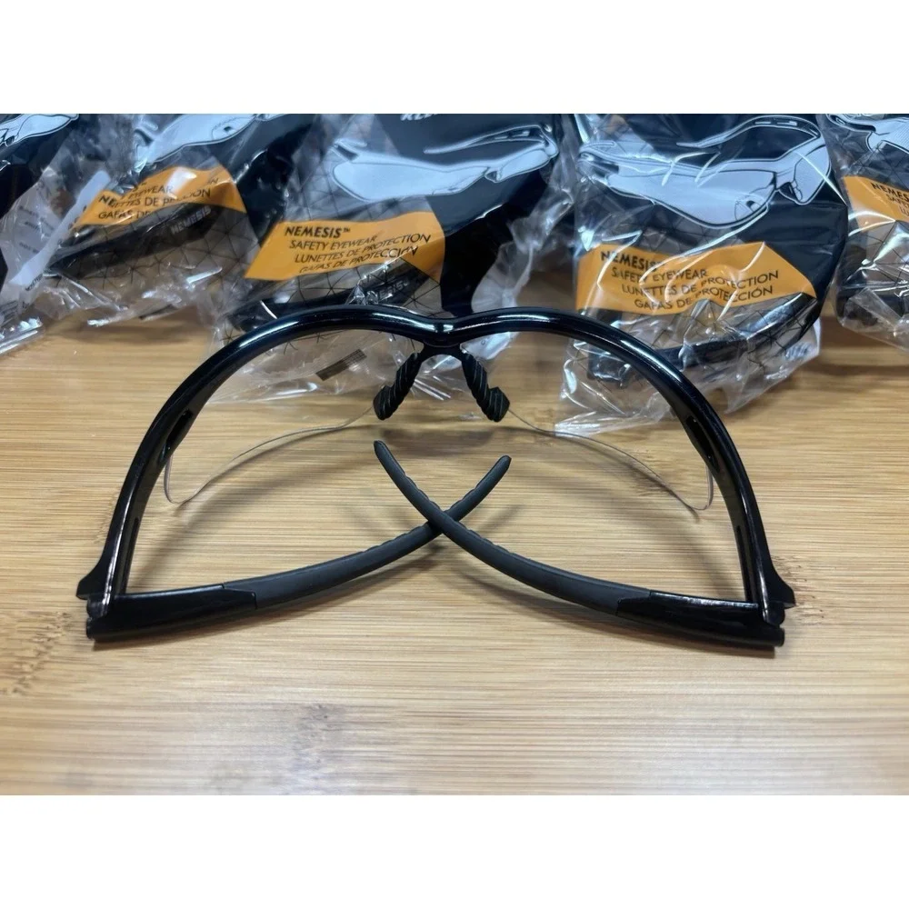 KLEENGUARD NEMESIS BLACK FRAME SAFETY GLASSES‎ WORK CLEAR LENS 25676 (12 PAIR)